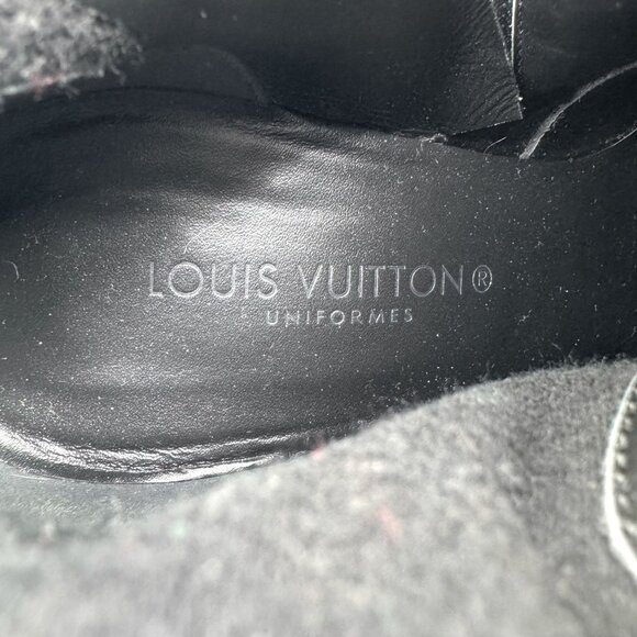 Louis Vuitton Silhouette Black Leather Block Heel Ankle Boots Size 37.5 US 7.5 - Picture 15 of 16